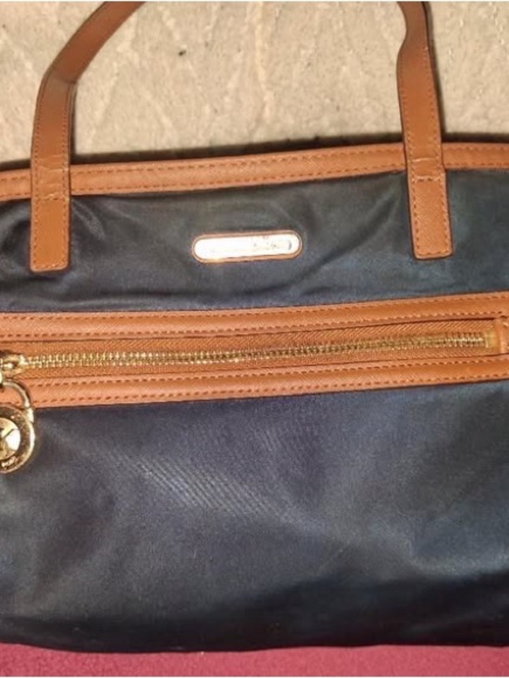 Michael Kors Black Shoulder Bag with Tan Trim
